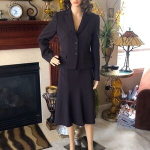 Tahari Two-Piece Suit Brown Pinstripe Skirt Jacket